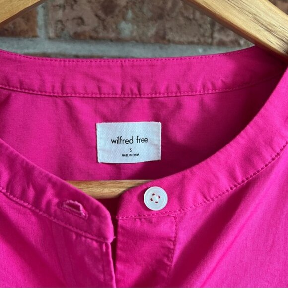 Aritzia Wilfred  Free   * Button-Up Shirt  100% Cotton Hot Pink  Oversized S - Picture 3 of 16